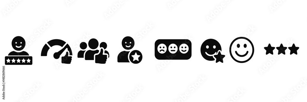 Aufkleber Icons representing customer feedback and satisfaction in a service context
