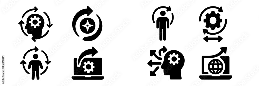 Leinwandbilder icons representing process improvement and continuous development in technology and human resources 