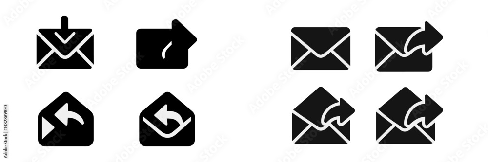 Fototapete Collection of envelope icons representing different messaging actions and functions in various styles for digital communication