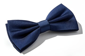 Elegant Navy Blue Bowtie on White Background &ndash; Minimalist Fashion Accessory