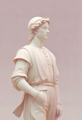 Statue of a Renaissance explorer, isolated on a white background.