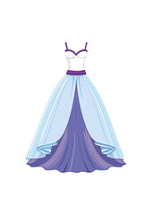 Obraz premium ball gown wedding dress, purple trim, blue bodice, white lace, reflecting societal shifts, technological advancements, and changing ideals of beauty. From the extravagant court dresses 