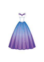 Obraz premium ball gown wedding dress, purple trim, blue bodice, white lace, reflecting societal shifts, technological advancements, and changing ideals of beauty. From the extravagant court dresses 