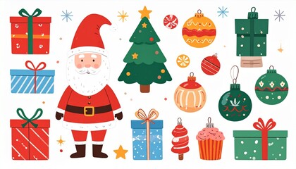 christmas, santa, reindeer, icons, collection, set, holiday, festive, winter, decoration, xmas, ornament, celebration, merry, gift, snow, season, joy, tree, lights, cheer, traditional, party, family, 