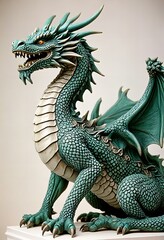 Dragon statue on white background.