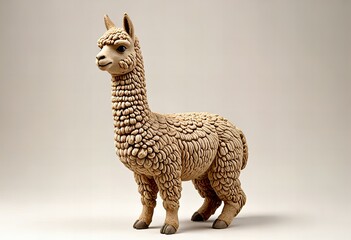 White background with an alpaca statue
