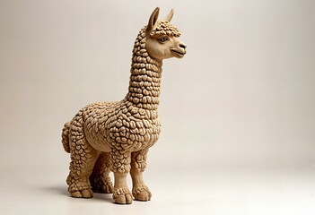 White background with an alpaca statue
