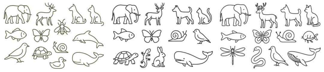 Unique collection of animal illustrations showcasing various species and their natural beauty in a simple design