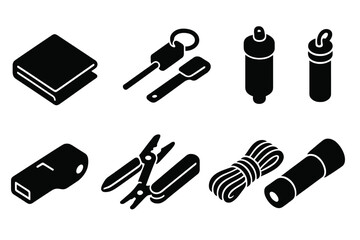 Collection of essential items for outdoor activities during daytime adventures