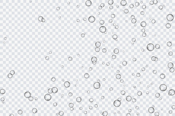 Air bubbles, oxygen, champagne crystal clear, isolated on a transparent background of modern design. Vector illustration of EPS 10.