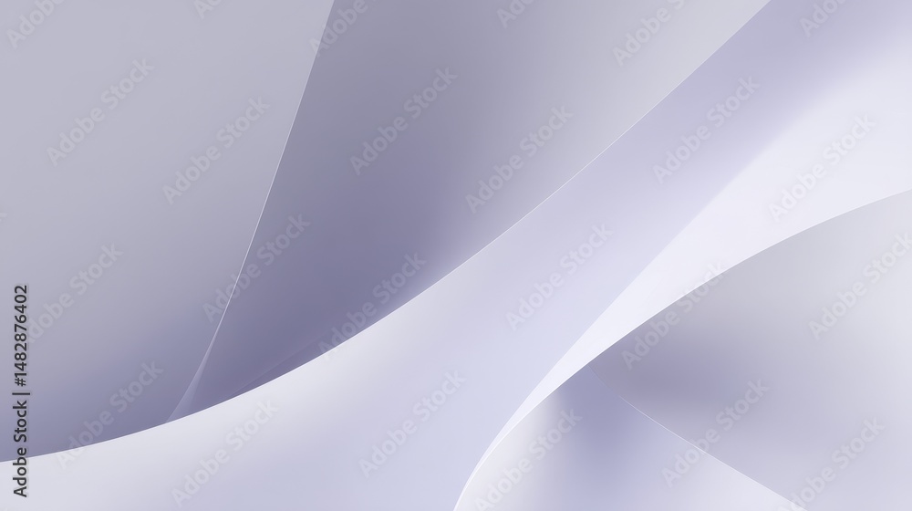 Poster call-to-action banner template with two soft abstract folds merging at lower right, matte pastel gra
