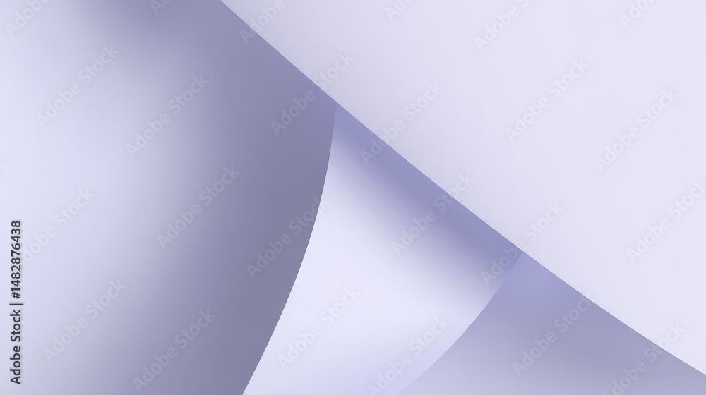 Aufkleber call-to-action banner template with two soft abstract folds merging at lower right, matte pastel gra