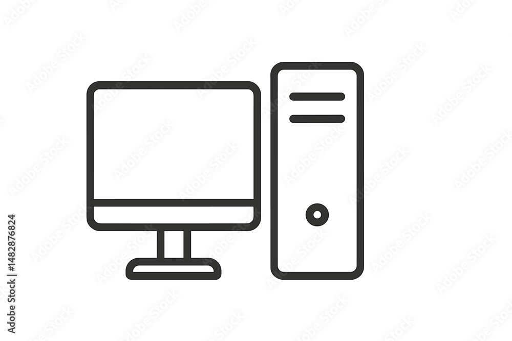 Poster computer and desktop tower setup in a modern workspace for efficient productivity and creative tasks