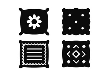 Decorative cushion designs featuring floral and geometric patterns in black and white for home decor inspiration