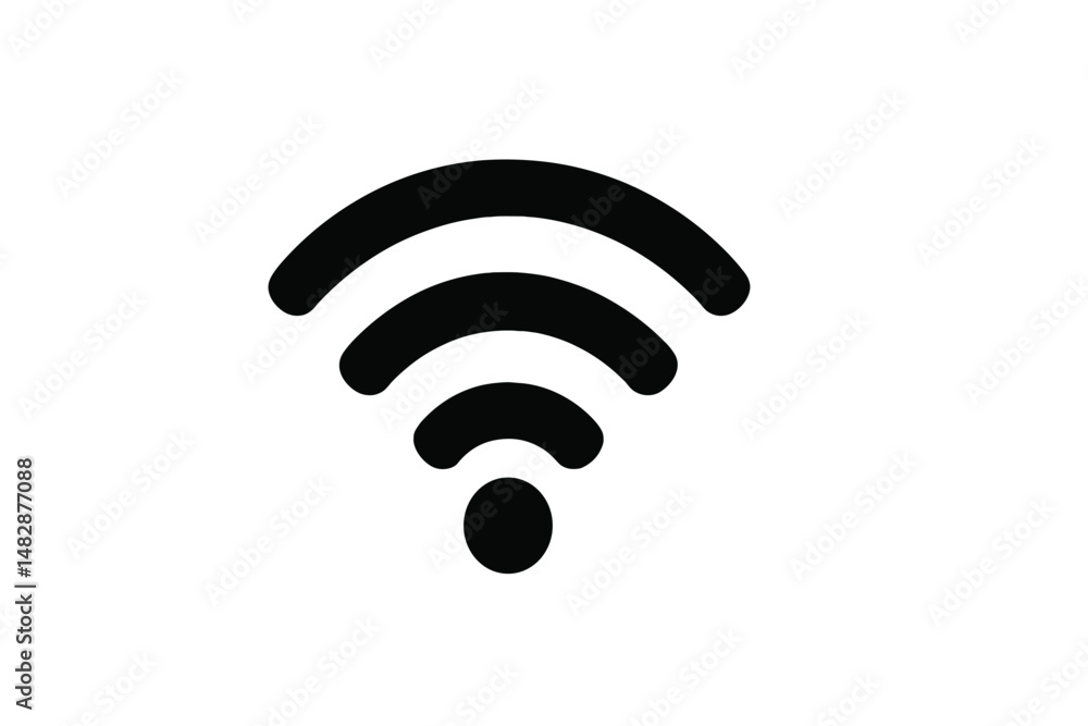Poster symbol representing wireless internet connectivity displayed in a simple black design on a white bac