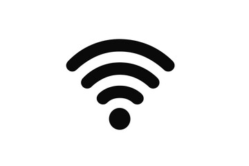 Signal icon representing wireless connectivity with curved lines and a dot at the center in a minimalist style