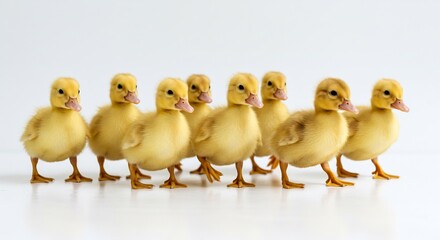 ふわふわ黄色い雛鳥たち 柔らかな光に包まれて. AI Generated