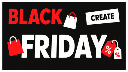 Fototapeta premium Bold Black Friday text with bags