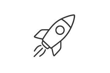 Rocket ascending into the sky with flame exhaust at a clear day, symbolizing innovation and exploration in technology