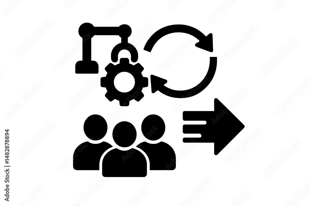 Poster workflow automation graphic illustrating process improvement and team collaboration in a business se