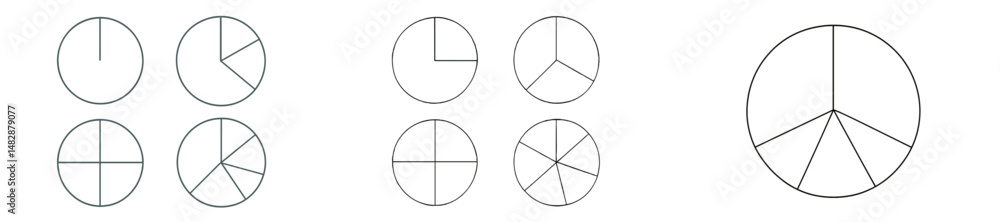 Poster various pie chart designs illustrating data representation and visualization concepts for analytical