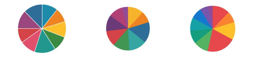 Obraz premium Colorful pie charts illustrating data distribution in a clear and engaging manner