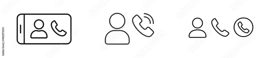 Poster mobile phone interface displaying call options with icons for contacts and incoming calls during a c