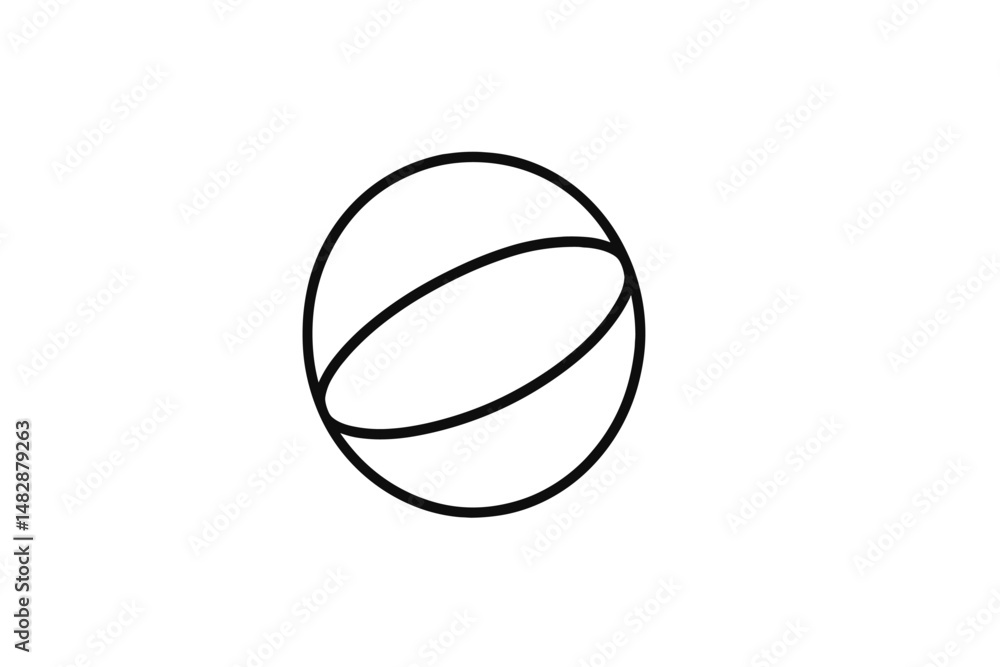 Poster simple line drawing of a sphere with an internal dividing line showcasing a minimalist artistic styl