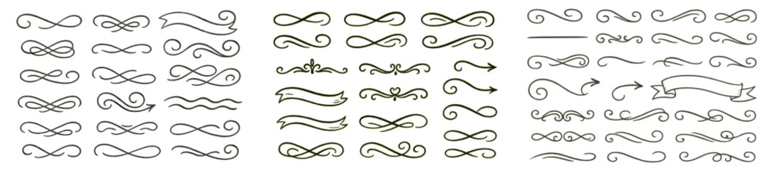 Decorative line elements and borders for creative design projects and artwork
