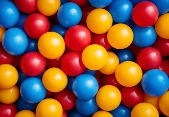 Bright and Colorful Plastic Balls in Red Yellow Blue Arrangement