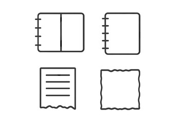 Collection of simple notebook and paper designs with various shapes and borders suitable for stationery and design applications