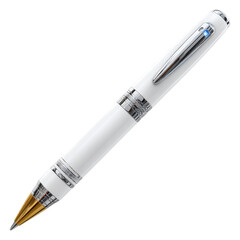 Naklejka premium Elegant White Pen with Gold Tip and Chrome Accents on a Clean Background