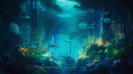 Fototapeta premium Underwater Cave Fish.