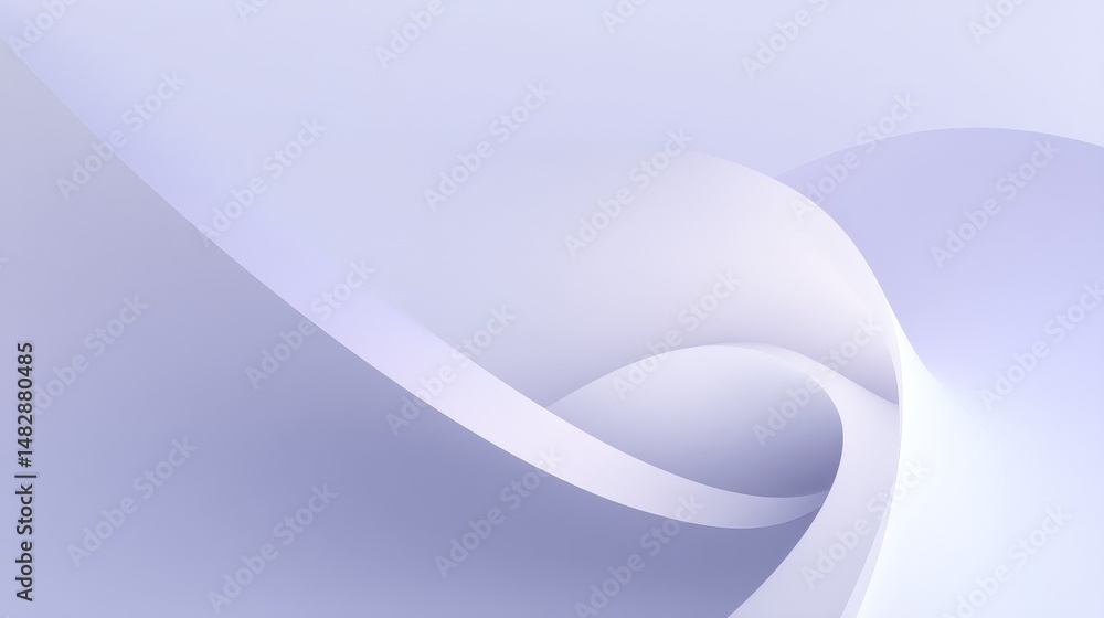 Aufkleber call-to-action banner template with two soft abstract folds merging at lower right, matte pastel gra