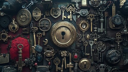Antique Keys and Locks: A Dark, Ornate Still Life