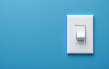 Fototapeta premium Simple White Light Switch on a Vivid Blue Surface
