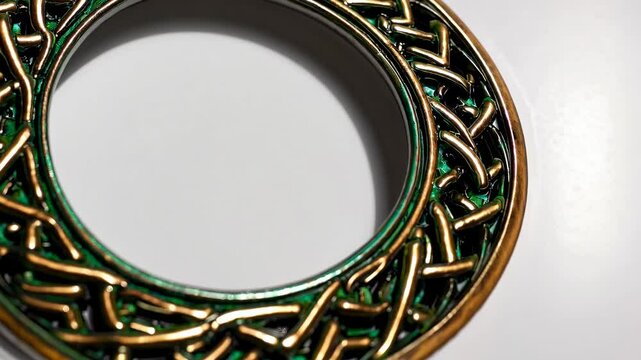 Irish Celtic vector round frame set featuring a braided mandala pattern for use as a greeting card and invitation background or St Patrick's Day ornament