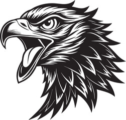 Minimalist eagle head silhouette vector in black, great for cutting machines like Cricut or Silhouette, Wildlife Silhouette Vector.