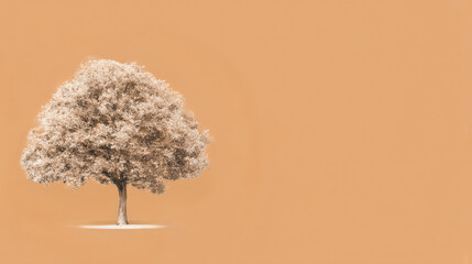 Minimalist Tree on Pastel Background with Soft Lighting and Space for Copy
