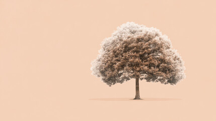 Minimalist Tree on Pastel Background with Soft Lighting and Space for Copy