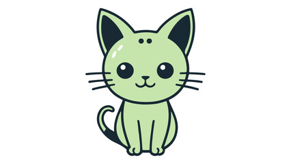 cute sitting cat shape with two dots on the forehead vector illustration