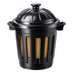 Black Trash Bin With Lid and Vertical Slots for Efficient Waste Disposal and Storage