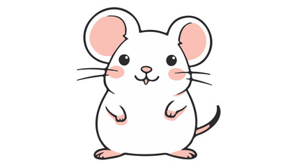 cute sitting mouse with cute little hand and pink ears and cheeks smiling