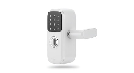White Digital Door Lock with Keypad and Handle for Home Security