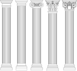 vector sketch illustration silhouette design column pillar Neoclassical Style Decor classic vintage ethnic europe