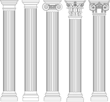 vector sketch illustration silhouette design column pillar Neoclassical Style Decor classic vintage ethnic europe