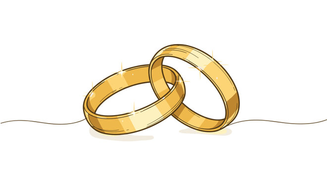 Gold wedding rings on a white background