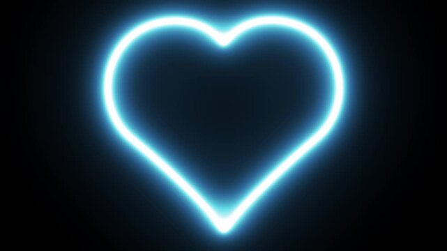 Neon blue heart growing in size. Motion graphics shape animation concept of love for valentine's day.