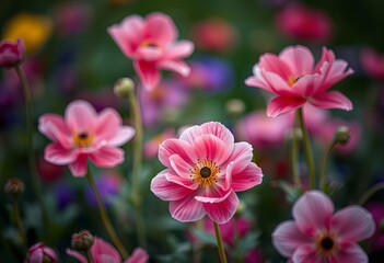 Obraz premium Garden filled with anemones.