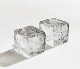 Clear Ice Cubes on a White Background for Food and Drink Use